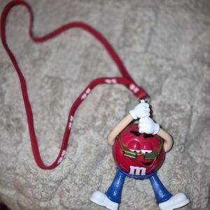Red M&M Character AM/FM Radio With Lanyard